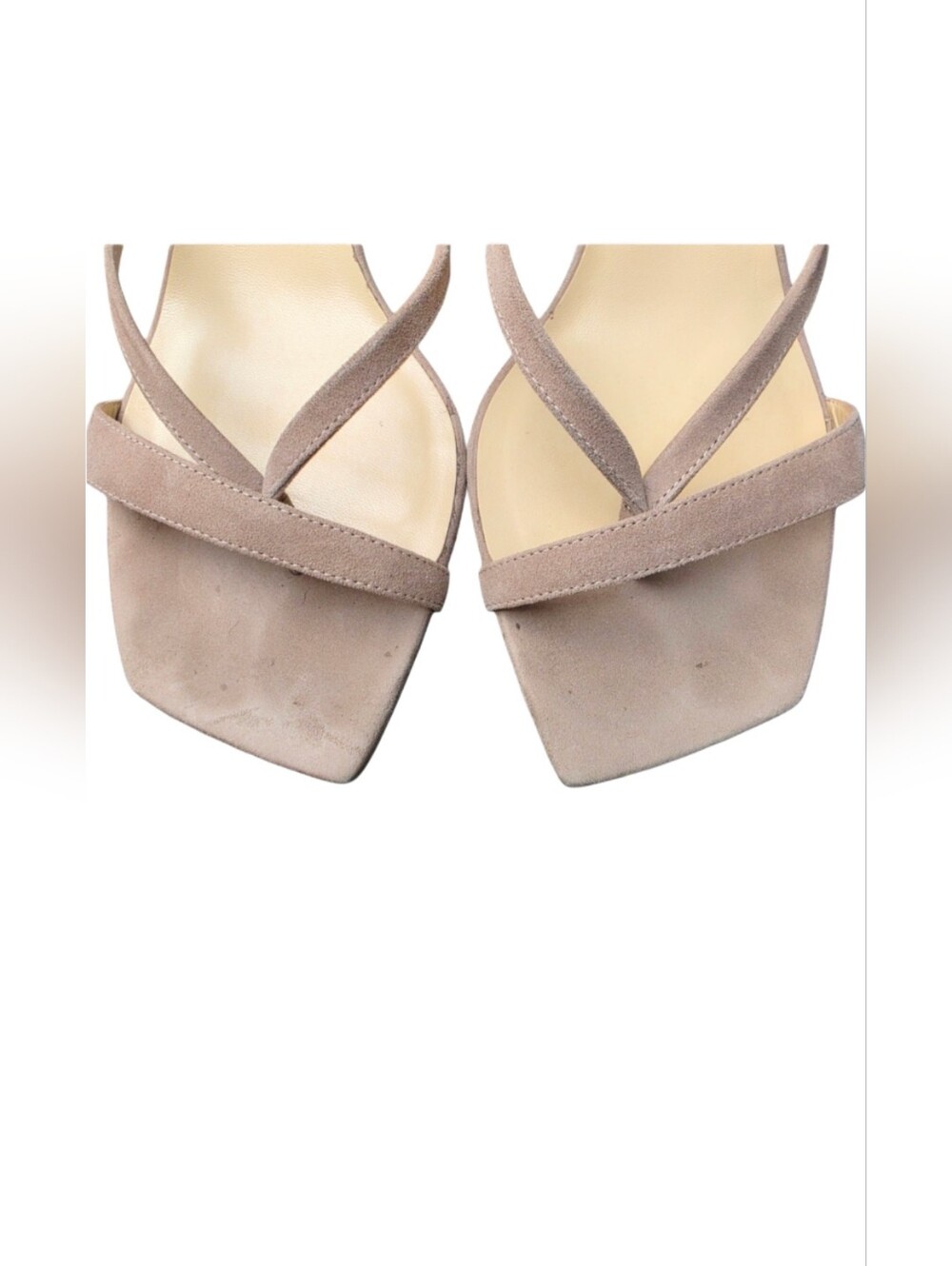 JIMMY CHOO Maelie 70 Strappy Mule Sandal In Taupe/Gray Suede - Picture 8 of 14
